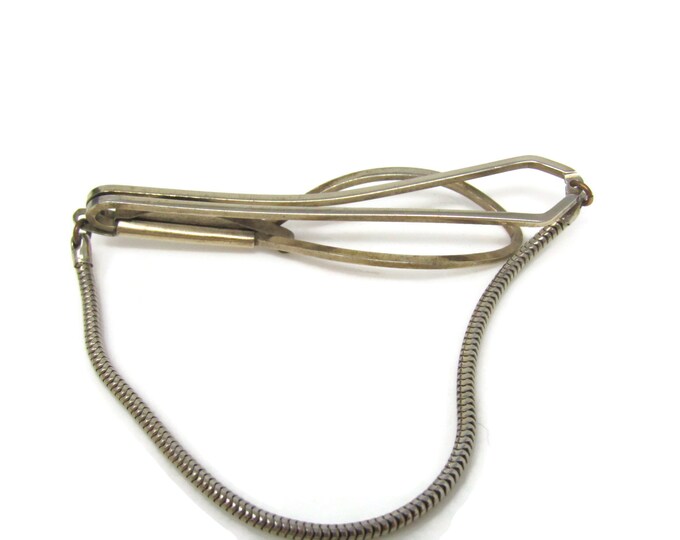 English Chain Open Tie Clip Bar Gold Tone Vintage Men's Jewelry Nice Design