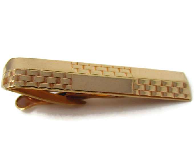 Alternating Weave Smooth Tie Clip Men's Vintage Tie Bar Nice Design Gold Tone Gift for Boyfriend