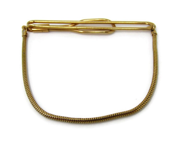 Skinny Dense Chain Tie Clip Vintage Tie Bar: Gold Tone