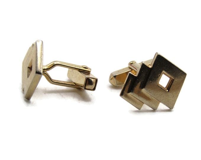 Overlapping Squares And Cutout Cuff Links Men's Jewelry Gold Tone