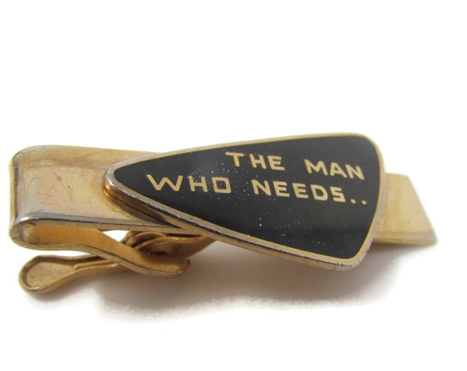 The Man Who Needs... Tie Bar Clip Vintage Gold Tone Stand Out w/ Style Fit In with Class