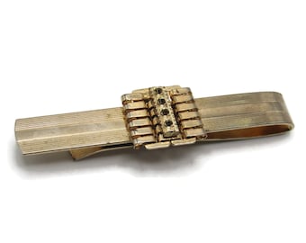 Art Deco Industrial Style Tie Clip Gold Tone Tie Bar Men's Jewelry