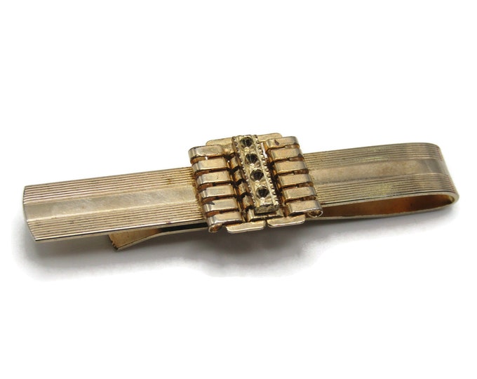 Art Deco Industrial Style Tie Clip Gold Tone Tie Bar Men's Jewelry