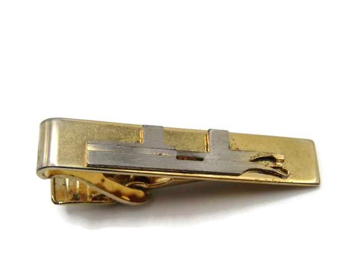 Abstract Metal Design Silver and Gold Tone Tie Bar Tie Clip Men's Jewelry