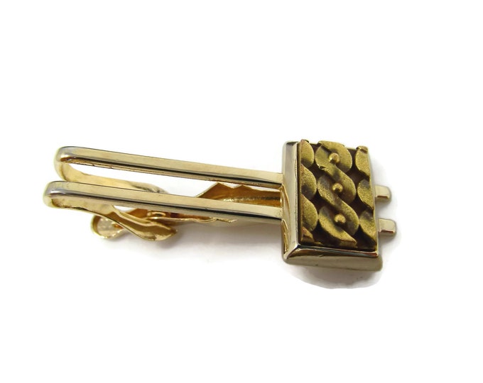 Vintage Tie Clip Tie Bar: Rare Design Modernist Twist Design Open Middle