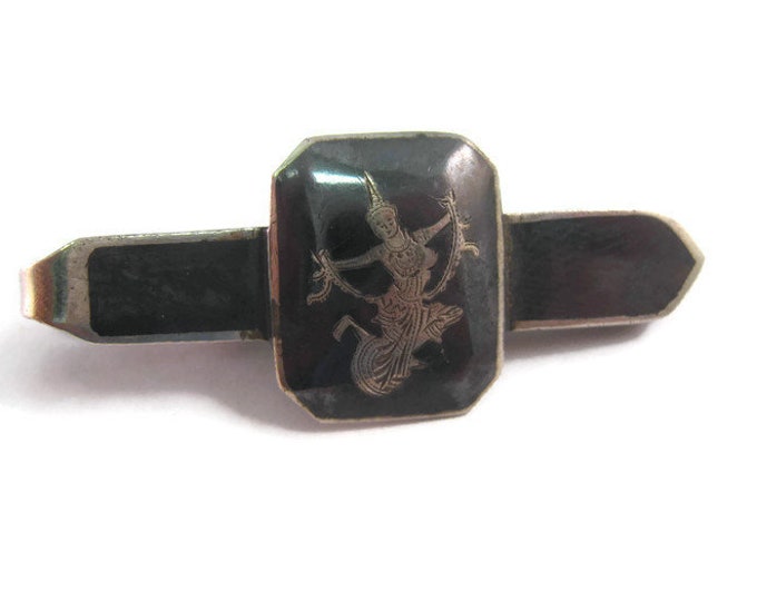 Vintage Men's Tie Bar Clip Jewelry: Amazing Thai Thailand Dancer Asian Design Sterling Silver