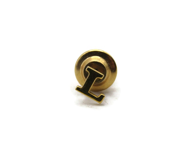 Small L Letter Initial Monogram Tie Pin Men's Jewelry Gold Tone