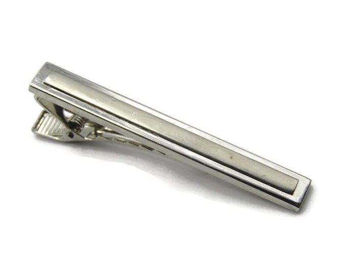 Brushed Vertical Line Silver Tone Tie Bar Tie Clip Industrial Men's Jewelry