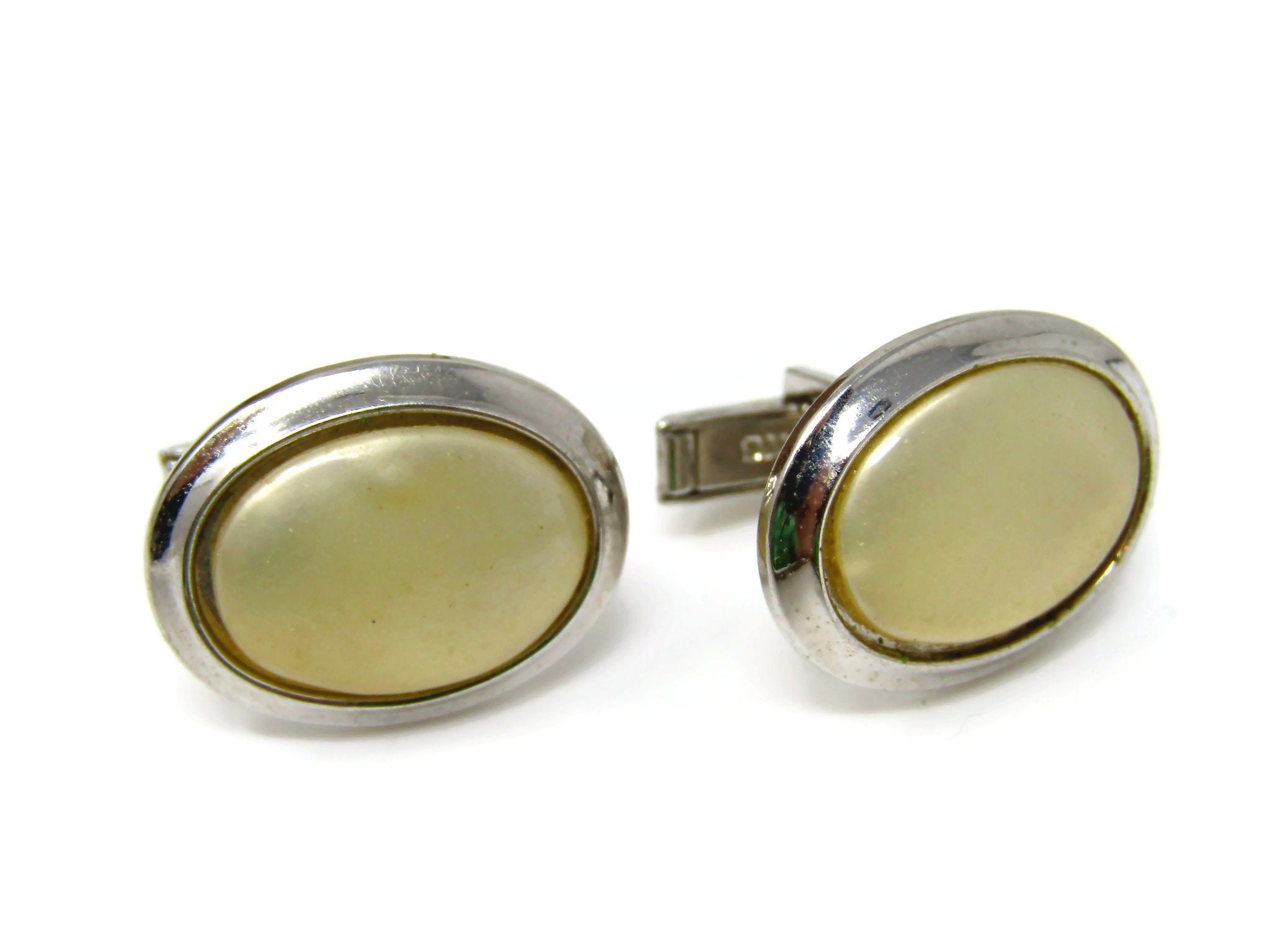 White Oval Cuff Links Cufflinks for Men Nice Design