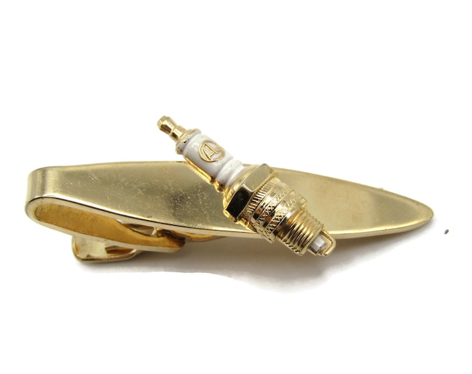 Spark Plug Tie Clip Car Motorcycle Automotive Gold Tone Tie Bar Tie Clip Men's Jewelry