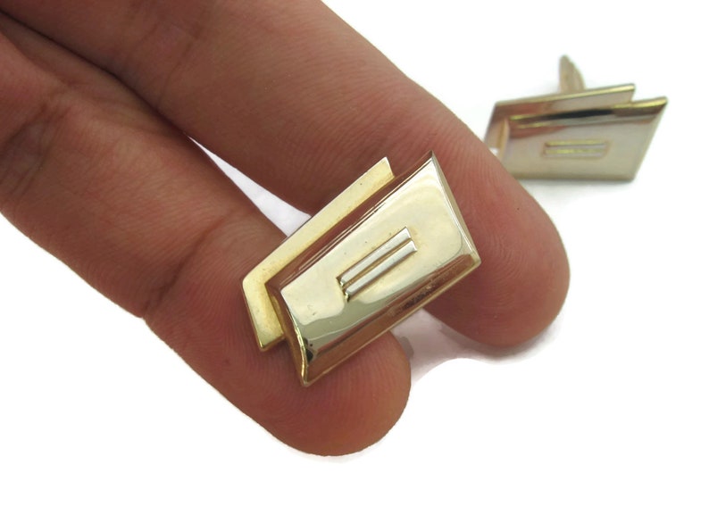 Vintage Cufflinks for Men Art Deco Gold Tone Design