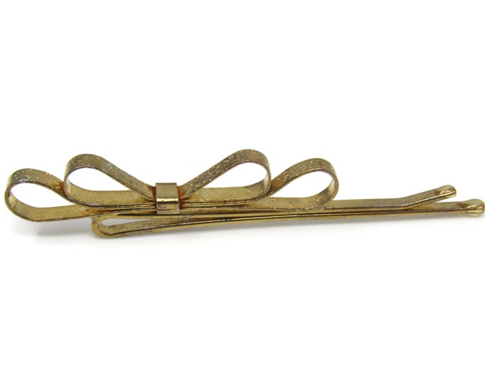 Bow Ribbon Tie Clip Tie Bar: Vintage Gold Tone - Stand Out from the Crowd with Class