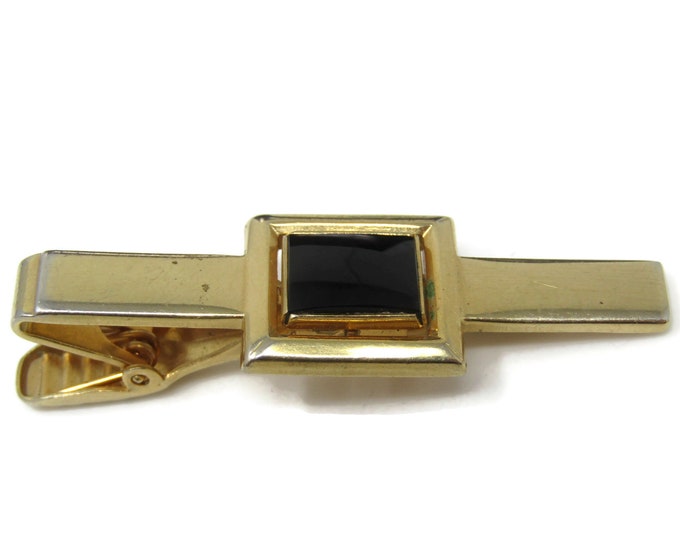 Black Smooth Center Tie Clip Tie Bar: Vintage Gold Tone - Stand Out from the Crowd with Class