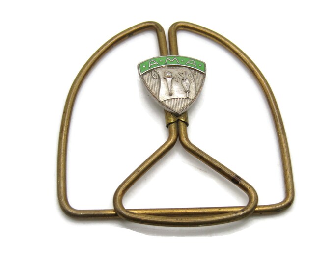 AMA Lettered Tie Clip Tie Bar Men's Jewelry Silver And Gold Tone