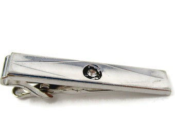 Cool Tie Clip Vintage Tie Bar Clear Jewel Gift for Dad Son Husband Boyfriend