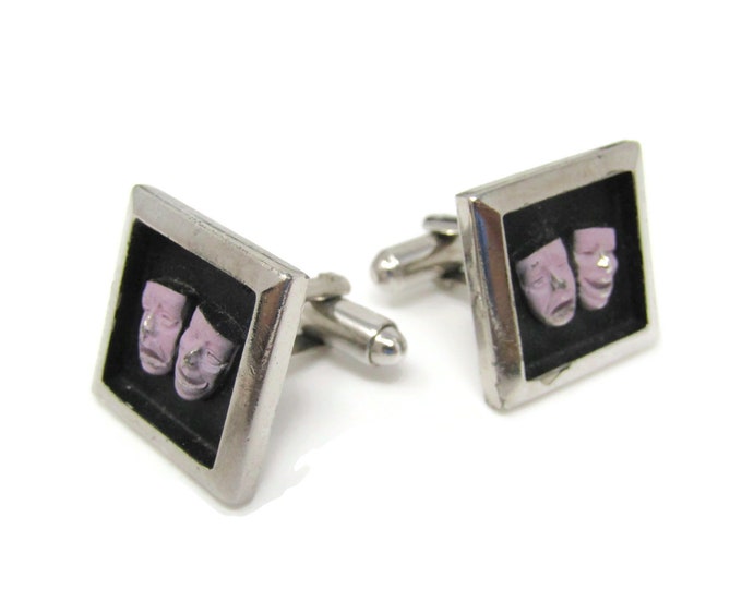 Comedy Tragedy Men's Cufflinks: Vintage Silver Tone - Stand Out from the Crowd with Class