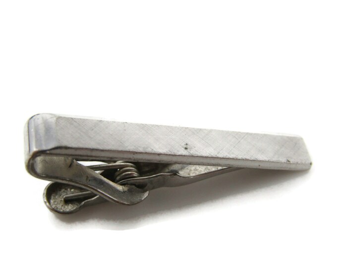 Textured Body Tie Clip Bar Silver Tone Vintage Men's Jewelry Nice Design