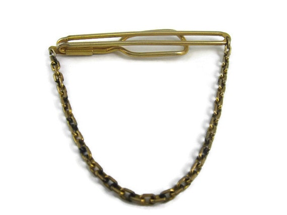 Vintage Tie Bar Clip: Chain Gold Tone Design - image 1