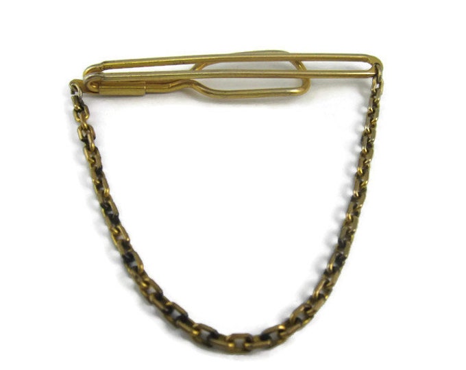 Vintage Tie Bar Clip: Chain Gold Tone Design