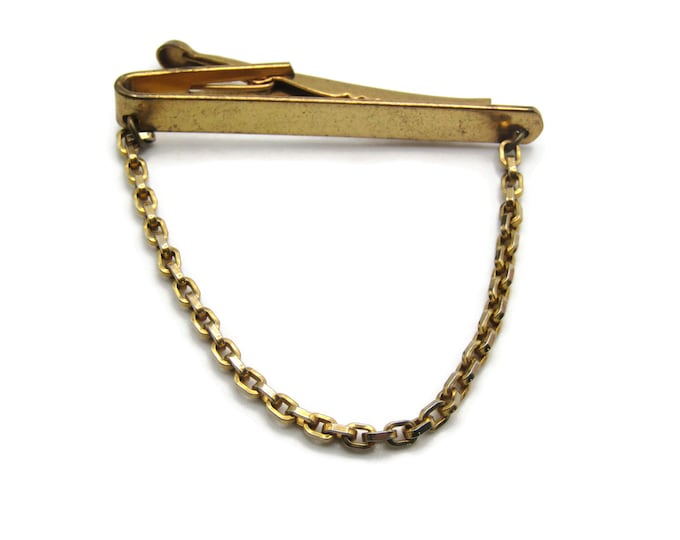 Smooth Finish Gold Tone Tie Chain Vintage Tie Clip Tie Bar Men's Jewelry