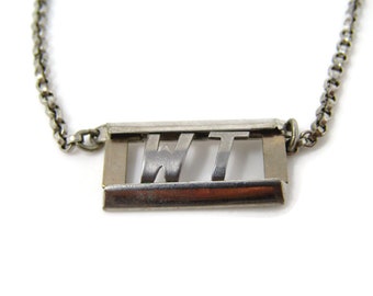 Vintage Initial Tie Clip: RDT Letters, Men's Tie Bar