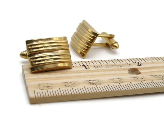 Rectangle With Horizontal Lines Cuff Links Men's … - image 3