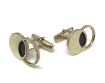 Vintage Gold Tone Interlocking Circles Cufflinks - Modernist Mens Jewelry