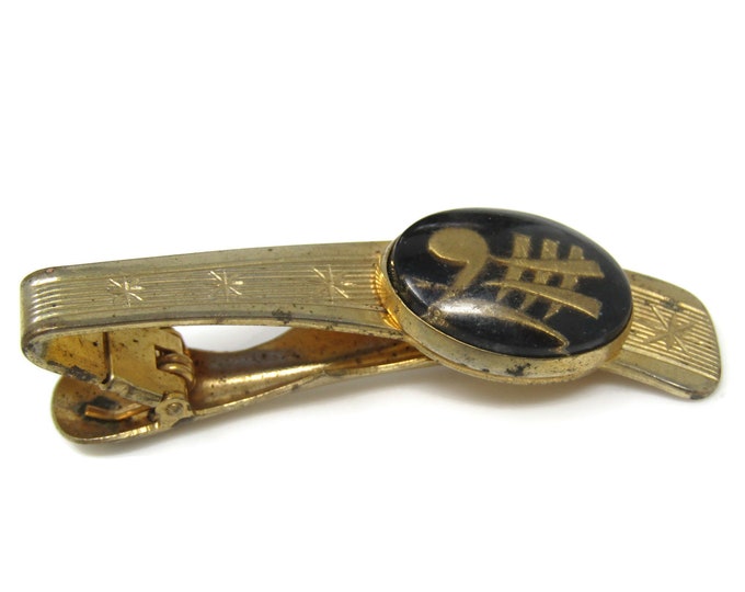 Interesting Design Tie Clip Tie Bar: Vintage Gold Tone - Stand Out from the Crowd with Class