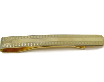 Wavy Ridges Tie Clip Men's Vintage Tie Bar Nice Design Gold  Tone (Mark on one end)