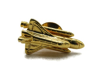 Space Shuttle Tie Revers Pin Gold Tone Heren Sieraden