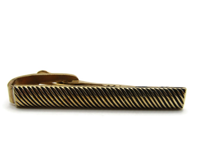 Diamond Line Design Tie Bar Modernist Industrial Style Tie Clip Gold Tone Men's Jewelry