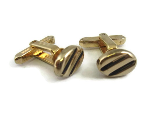 Boutons De Manchette Anson Pour Homme En Métal Doré Texturé Ovale