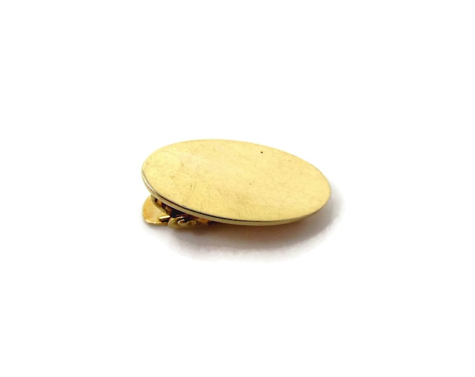 Vintage Tie Clip Tie Bar: Smooth Gold Tone Oval Design