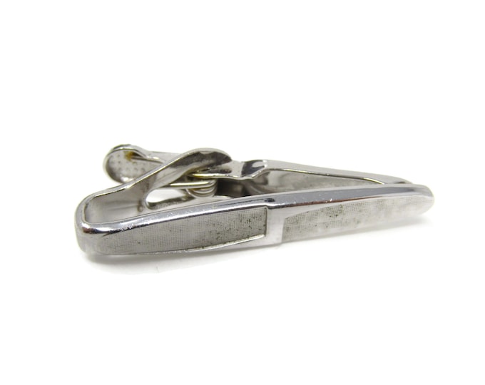 Textured Modernist Tie Clip Tie Bar: Vintage Silver Tone- Stand Out from the Crowd with Class