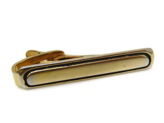 Cool Tie Bar Tie Clip Vintage Gold Tone Cool Desi… - image 2
