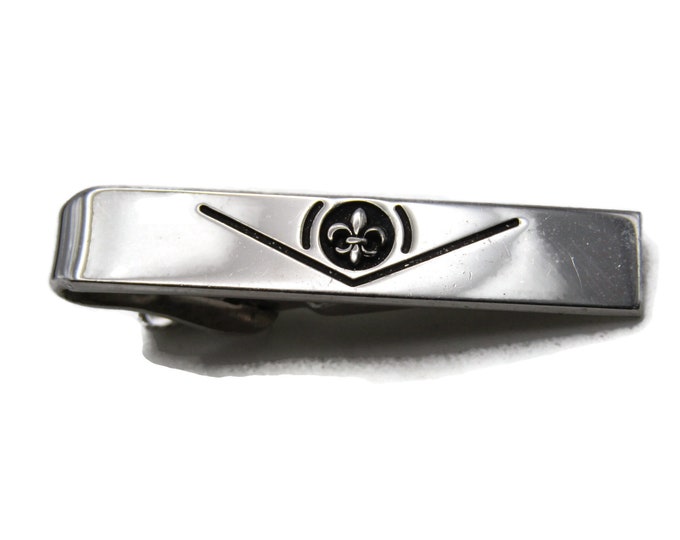 Fleur Di Lis And Arrow Shape Tie Bar Tie Clip Men's Jewelry Silver Tone