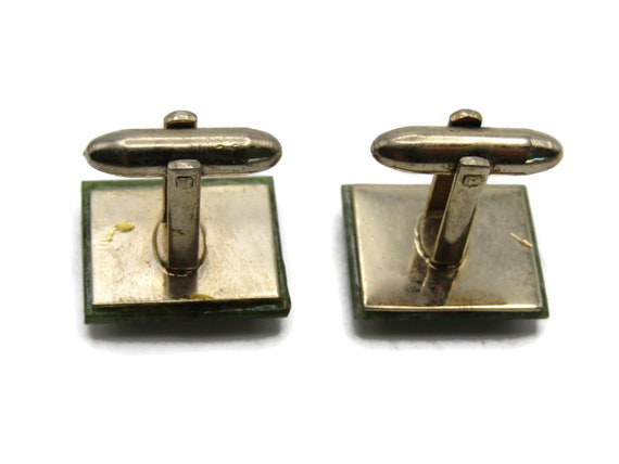 Green And Black Rectangle Stone Cuff Links Men's … - image 3