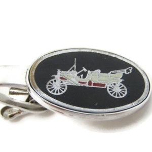 Antique Car Tie Clip Bar Silver Tone Vintage Men's Jewelry Nice Design