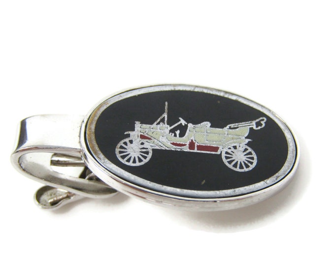 Antique Car Tie Clip Bar Silver Tone Vintage Men's Jewelry Nice Design