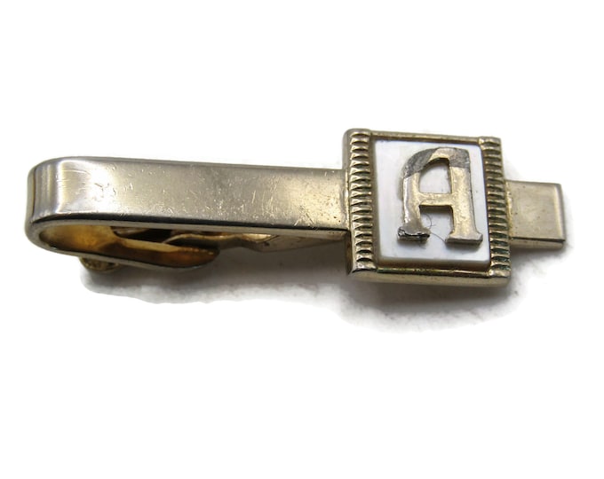 Tapered Roman Head Tie Bar Tie Clip Modernist Men's Jewelry Gold Tone