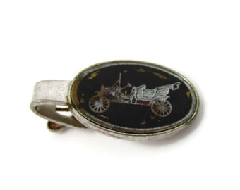Antique Car Tie Clip Men's Vintage Silver Tone