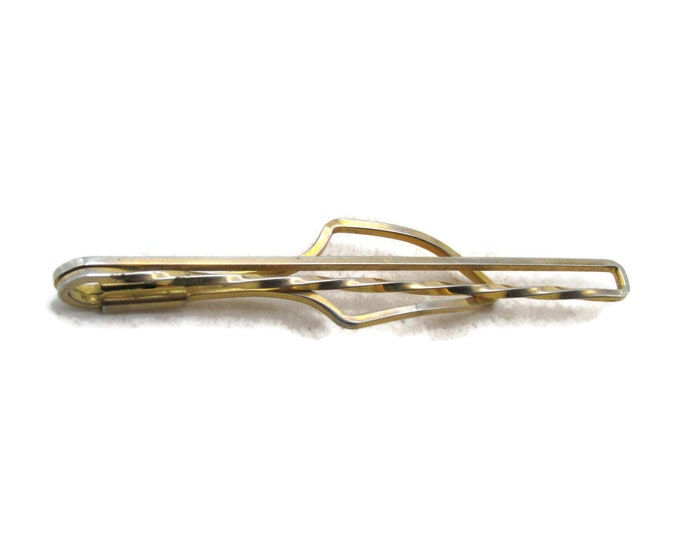 Open Body Twisted Side Tie Clip Tie Bar Men's Jewelry Gold Tone