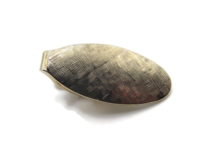 Oval Brushed Finish Classic Design Textured Silver Tone Tie Clip Tie Bar Men's Jewelry