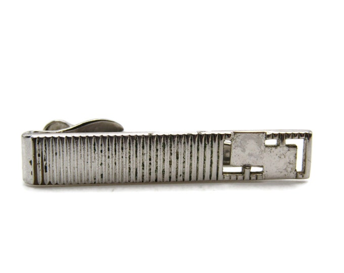 Vertical Lines And Square Tie Bar Men's Jewelry Tie Clip Silver Tone