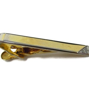 Vintage Tie Bar Tie Clip: Sleek Tip Design Faded Gold Tone Beautiful Design