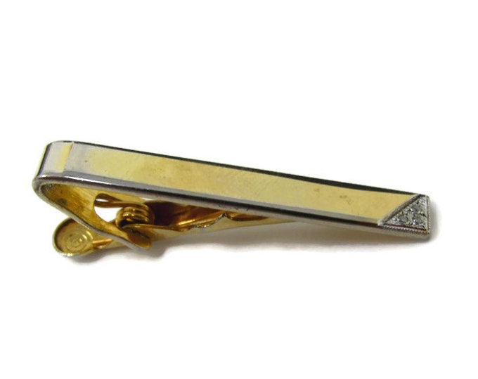 Vintage Tie Bar Tie Clip: Sleek Tip Design Faded Gold Tone Beautiful Design