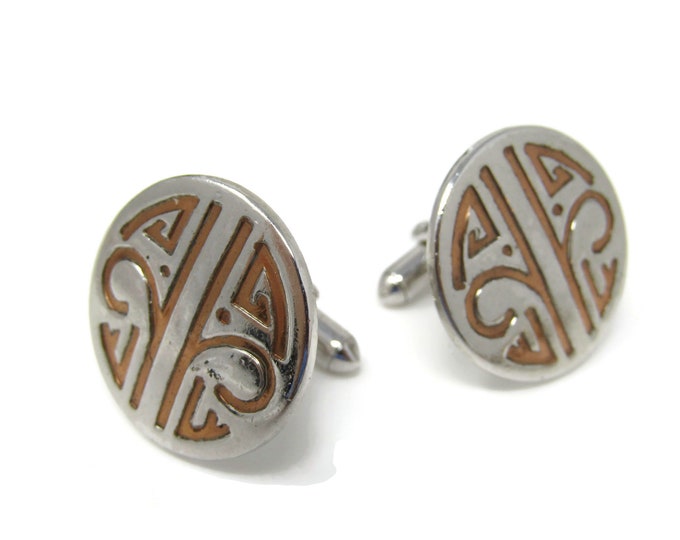 Aztec Like Design Men's Cufflinks: Vintage Silver Tone - Stand Out from the Crowd with Class