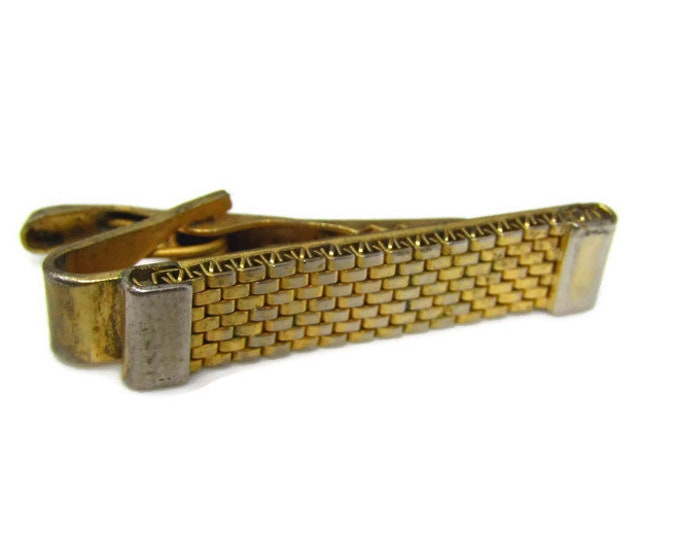 Vintage Tie Bar Tie Clip: Mesh Design Gold Tone Excellent Style