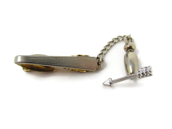 Arrow Tie Clip Vintage Tie Bar: Grooved Art Deco … - image 1