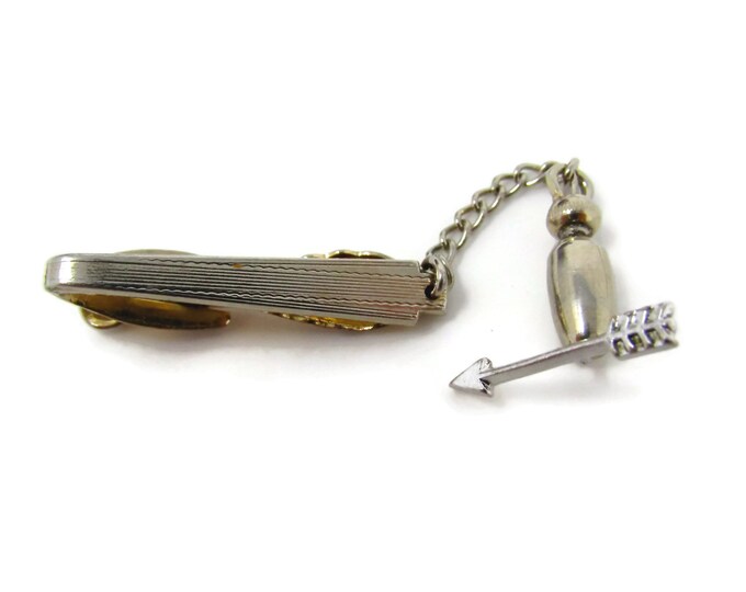 Arrow Tie Clip Vintage Tie Bar: Grooved Art Deco Arrow Tie Tack Design